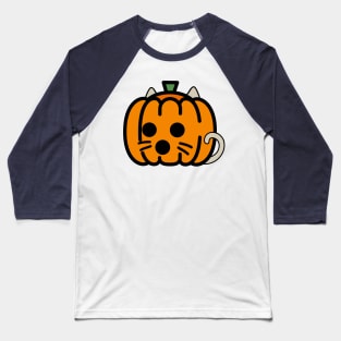 Surprised Pumpkin Cat Baseball T-Shirt